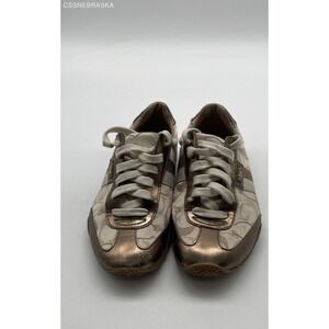 Coach Brown Kinsley Q986‎ Metallic Signature Stripe Sneaker Women's - Size 6